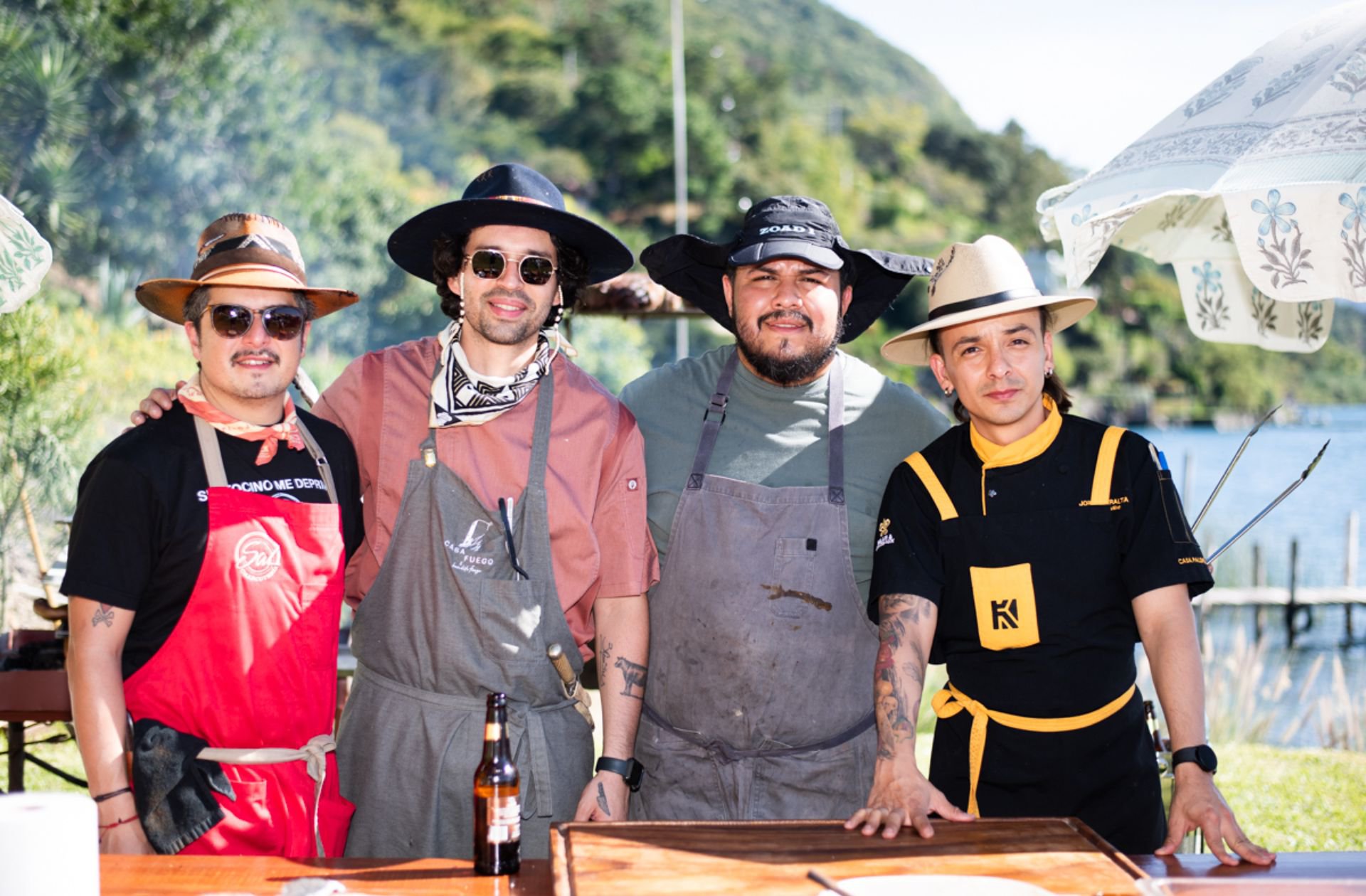 Peter Meng, Luis Morales, Erick Alfaro y Jorge Peralta, line up de chefs de Fuego y Lago