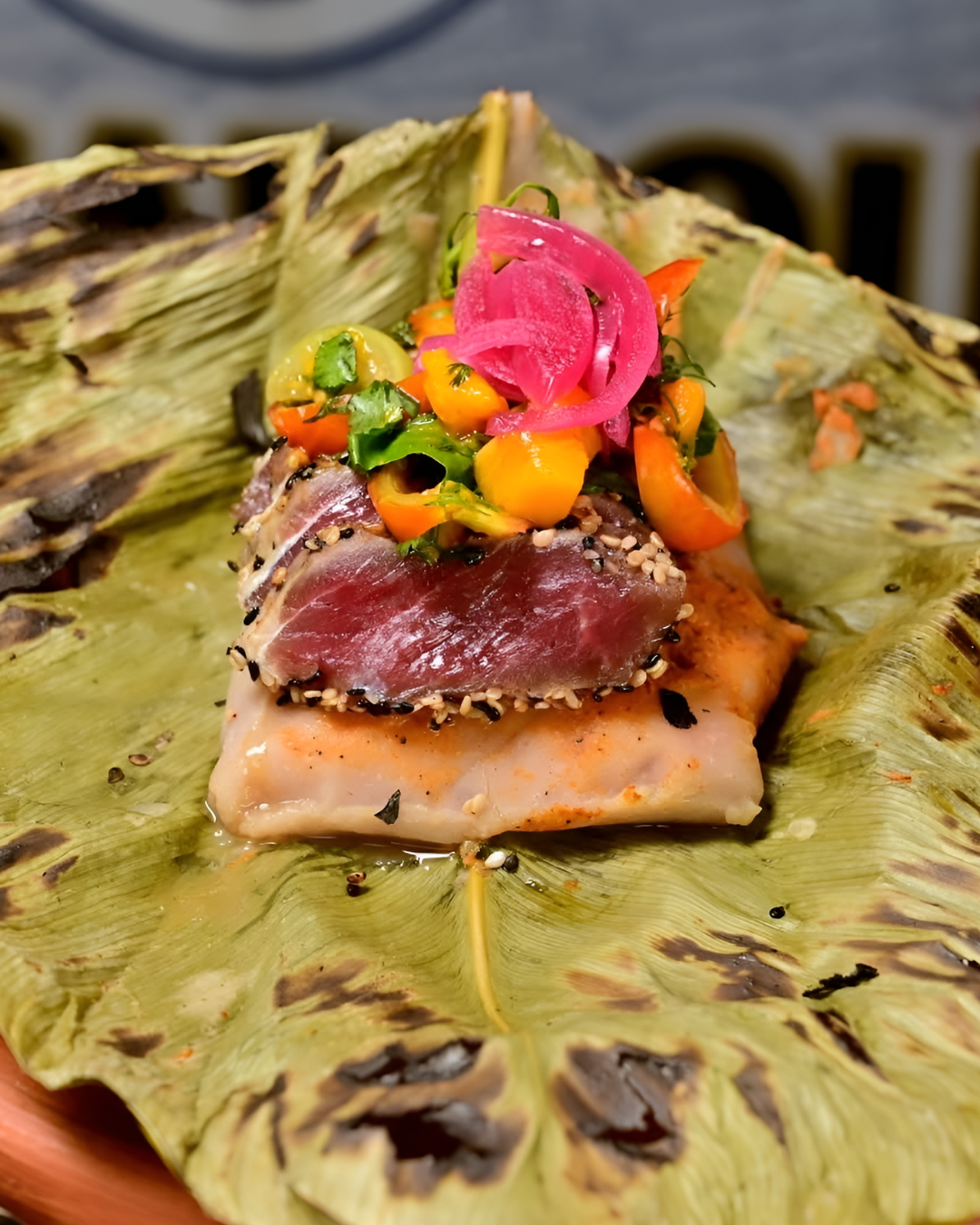 Pache de malanga, lomito encontrado en ajonjolí y ensalada de mango / Foto cortesía de Club Fotográfico de Reu